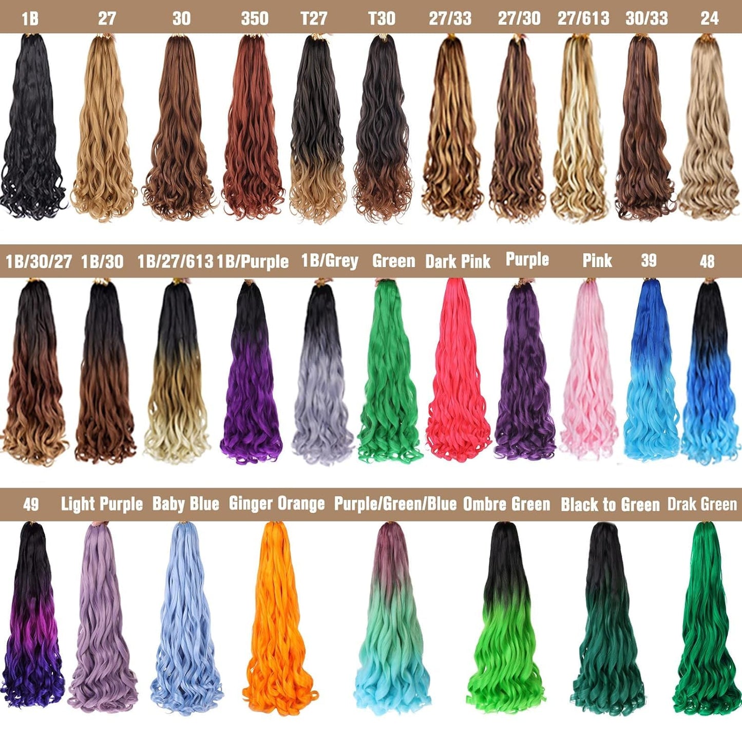 9 Packs French Curl Braiding Hair 30 Inch French Curls Braids Hair Pre Stretched Bouncy Loose Wavy Braiding Hair Synthetic Crochet Braids Hair For Box Braids Hair Extension For Women（30 Inch，27#）