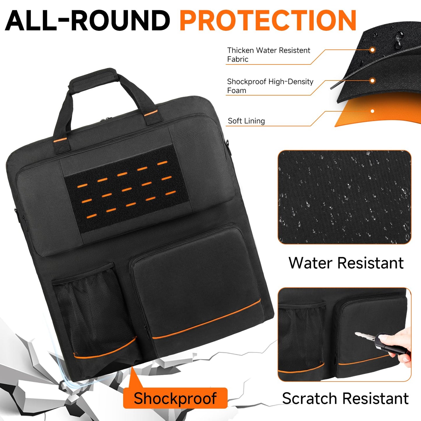 Solar Panel Carrying Case Compatible with Jackery SolarSaga 100W/200W & Anker SOLIX PS100/PS200, Water-Resistant Storage Bag with Adjustable Shoulder Strap & Pockets for Camping Travel