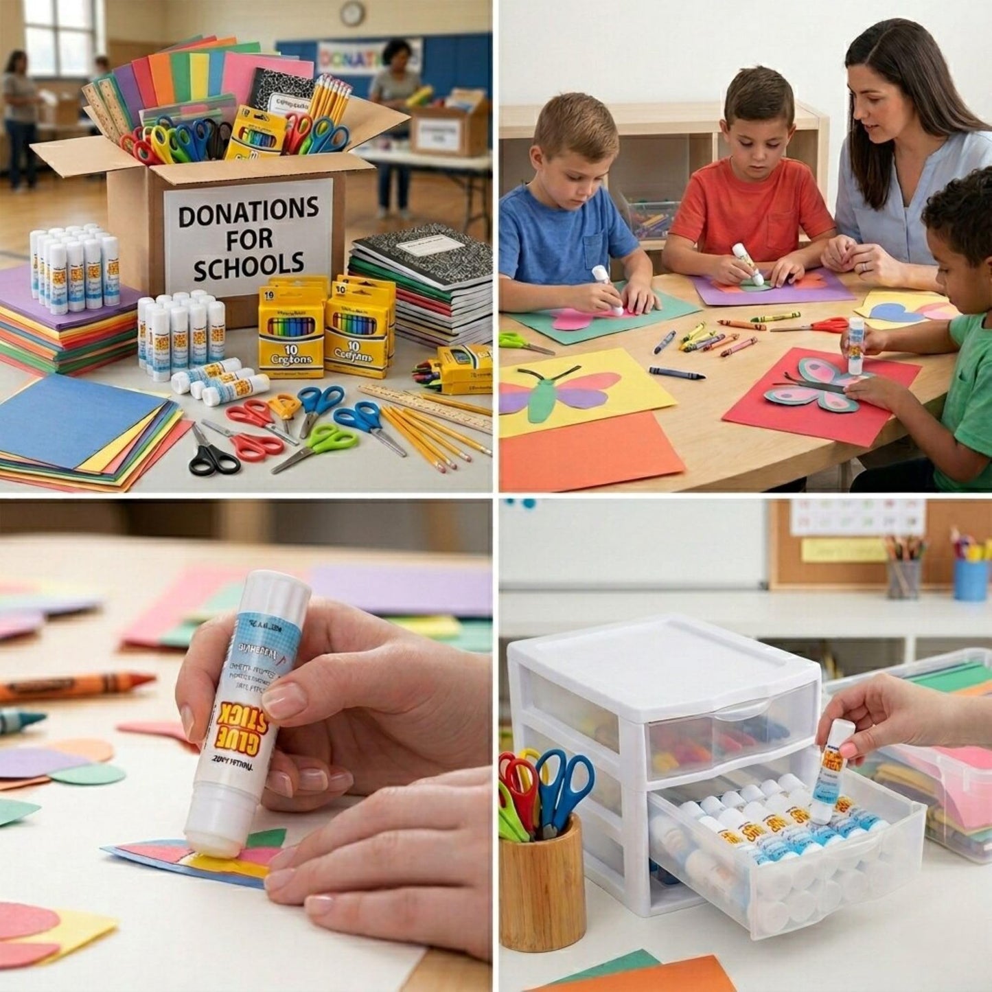 100 Pack Wholesale Glue Sticks Bulk for Classroom Pack for Kids, School, Crafts, Crafting, Scrapbooking - Washable, Dries Clear