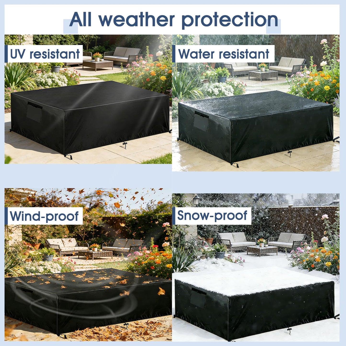 KALINCO Patio Furniture Covers, Waterproof Patio Table Cover, 600D Heavy Duty Outdoor Furniture Cover, Outdoor Sectional Sofa Set Covers (111" L x 74" W x 28" H)