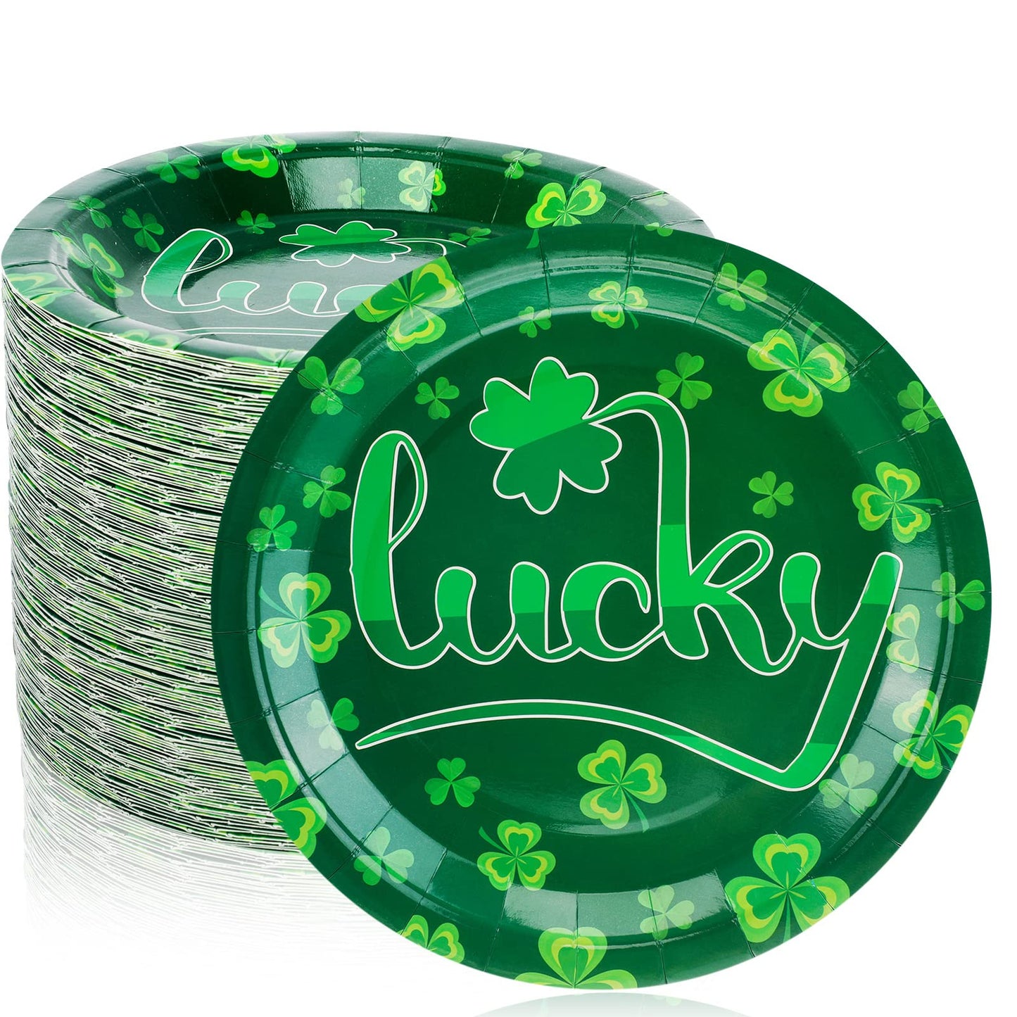 Zopeal 80 Pcs St. Patrick's Day Paper Plates Disposable 7 Inch St Patricks Day Dessert Plates Green Shamrocks Plate Cake Decorative Dinnerware for St Patricks Party Supplies