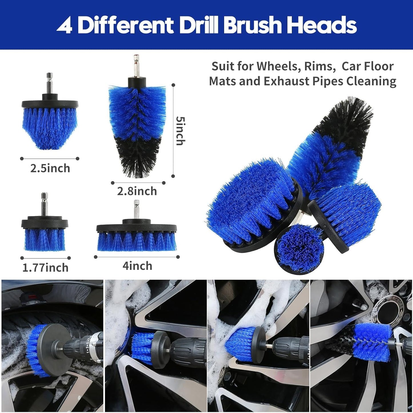 33 Pack Car Detailing Brush Set, Car Detailing Kit, Car Wheel Tire Cleaning Brush Set, Car Wash Kit, Car Cleaning Tools Kit for Cleaning Wheels, Interior, Exterior, Leather, Air Vents, Motorcycle