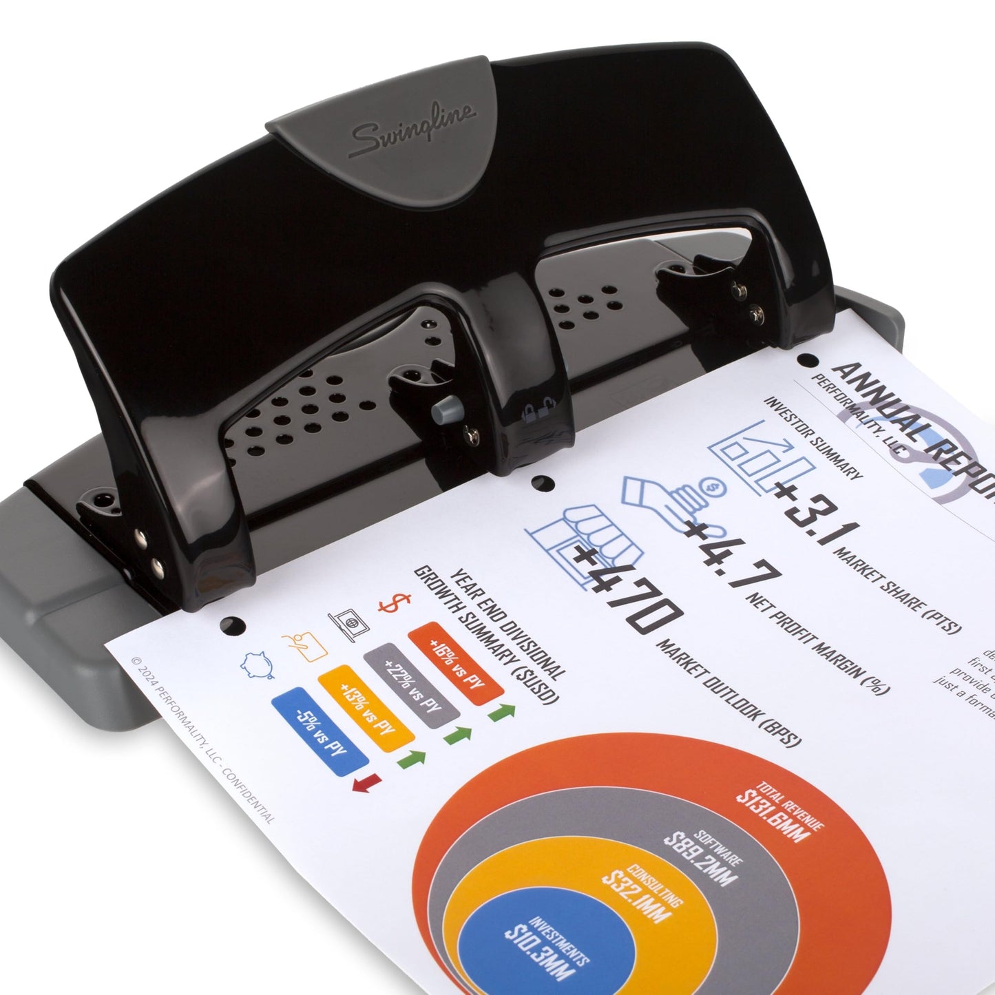 Swingline SmartTouch 3-Hole Punch, Reduced Effort, 20-Sheet Punch Capacity, 60% Less Effort Required (5050574133)