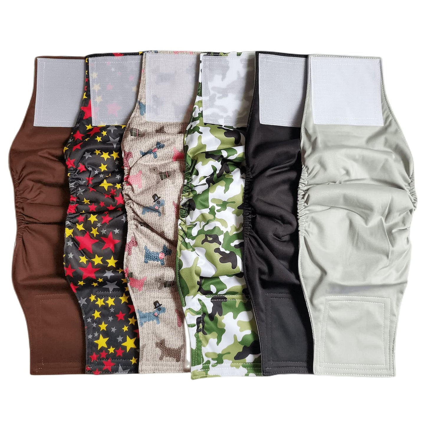 Washable Male Dog Diapers(6 Pack), Reusable Durable Male Dog Belly Bands (M-Waist 13.4~17.3inch)