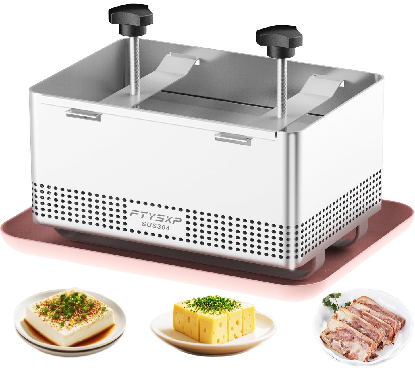 Tofu Press -304 Stainless Steel Cheese Press, Paneer Make and Vegetarian Tofu Press, Heavy Pressure Adjustable,BPA Free, Dishwasher Safe for tofu Maker and ham Press,Meat Pressing (XL)