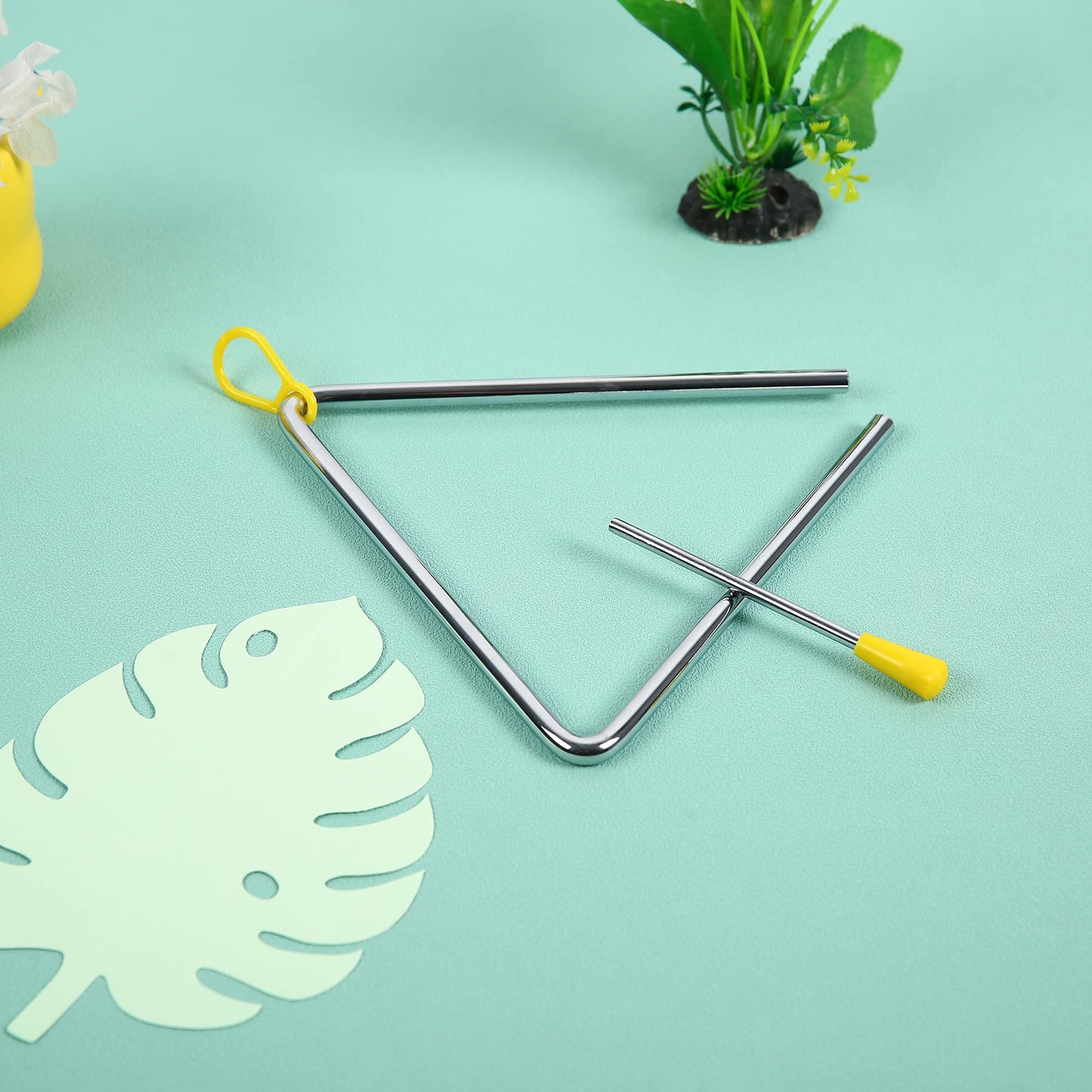 10 Pcs Musical Triangle Instrument, 6 Inch Steel Music Percussion Triangle