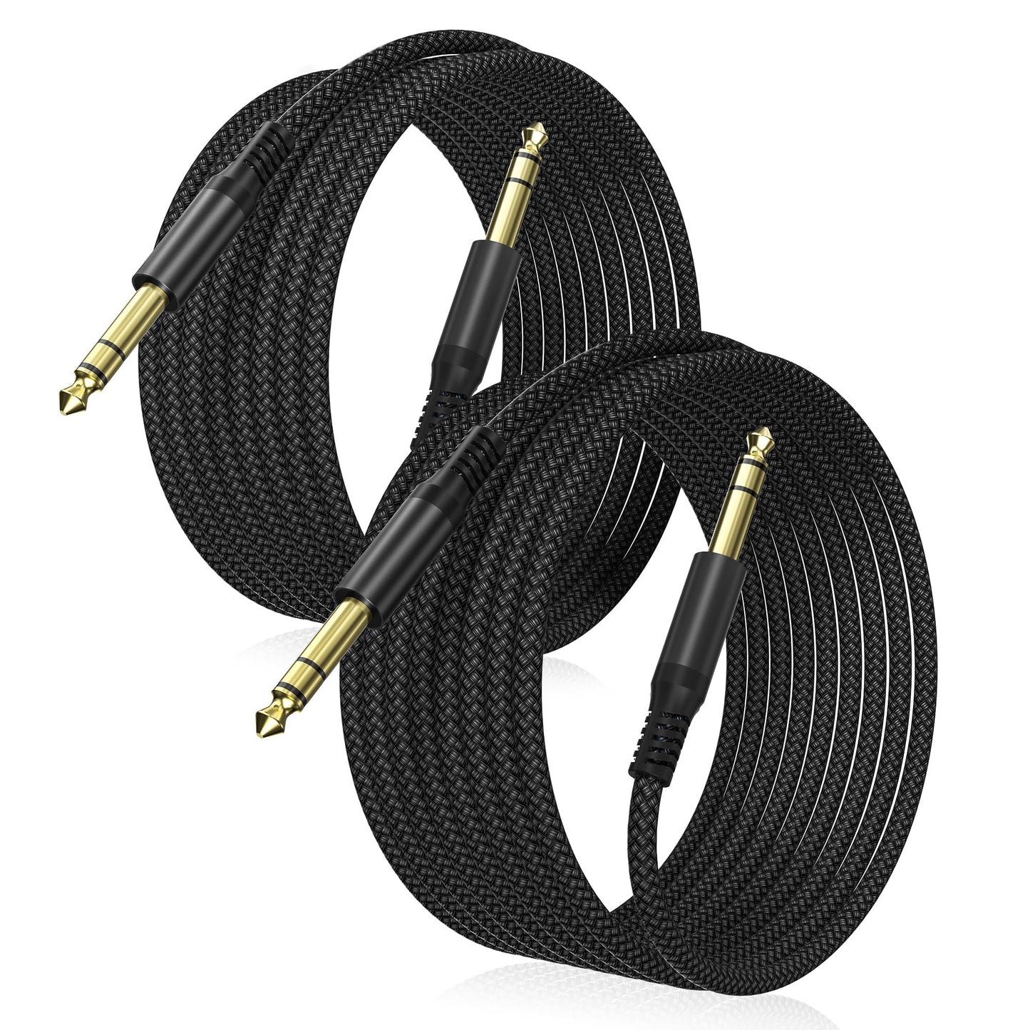 Elebase 1/4 Inch TRS Instrument Cable 20ft 2Pack,Straight 6.35mm Male Jack Stereo Audio Interconnect Cord,6.35 Balanced Line Compatible for Electric Guitar,Bass,Keyboard,Mixer,Amplifier