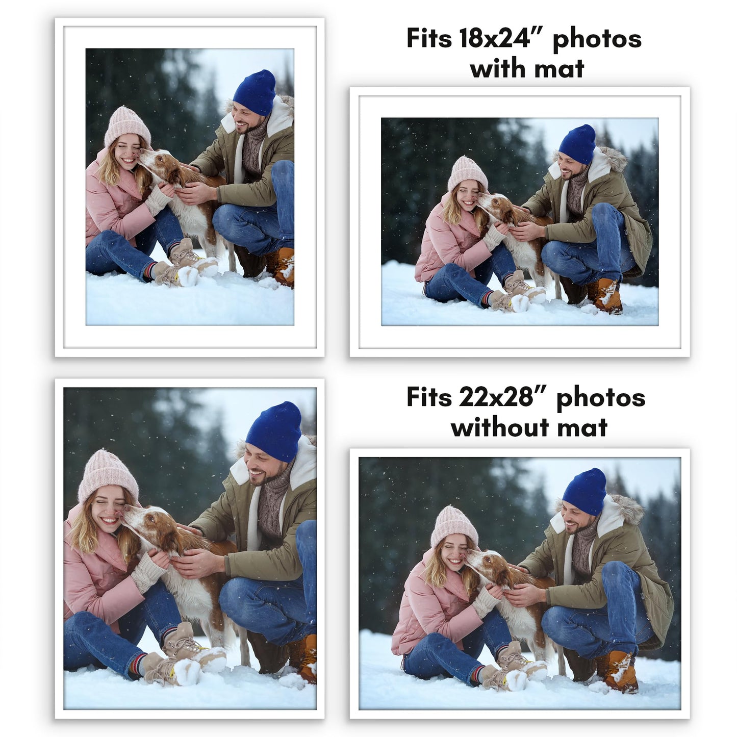 Americanflat 22x28 Poster Frame with Polished Plexiglass - Use as 18x24 Frame with Mat or Display 22x28 Photo Without Mat - Streamline Collection - Thin Border Picture Frames for Wall - White
