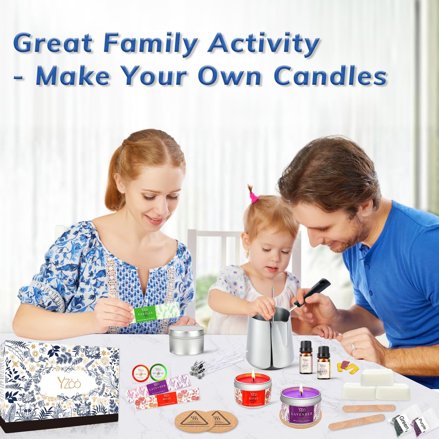 Complete Candle Making Kits for Adults Beginners,DIY Candle Making Supplies Include Soy Wax,Wax Melter,Scents,Dyes,Wicks,Wicks Sticker,Candle Tins & More-Full Candle Making Set - Arts & Crafts Kits