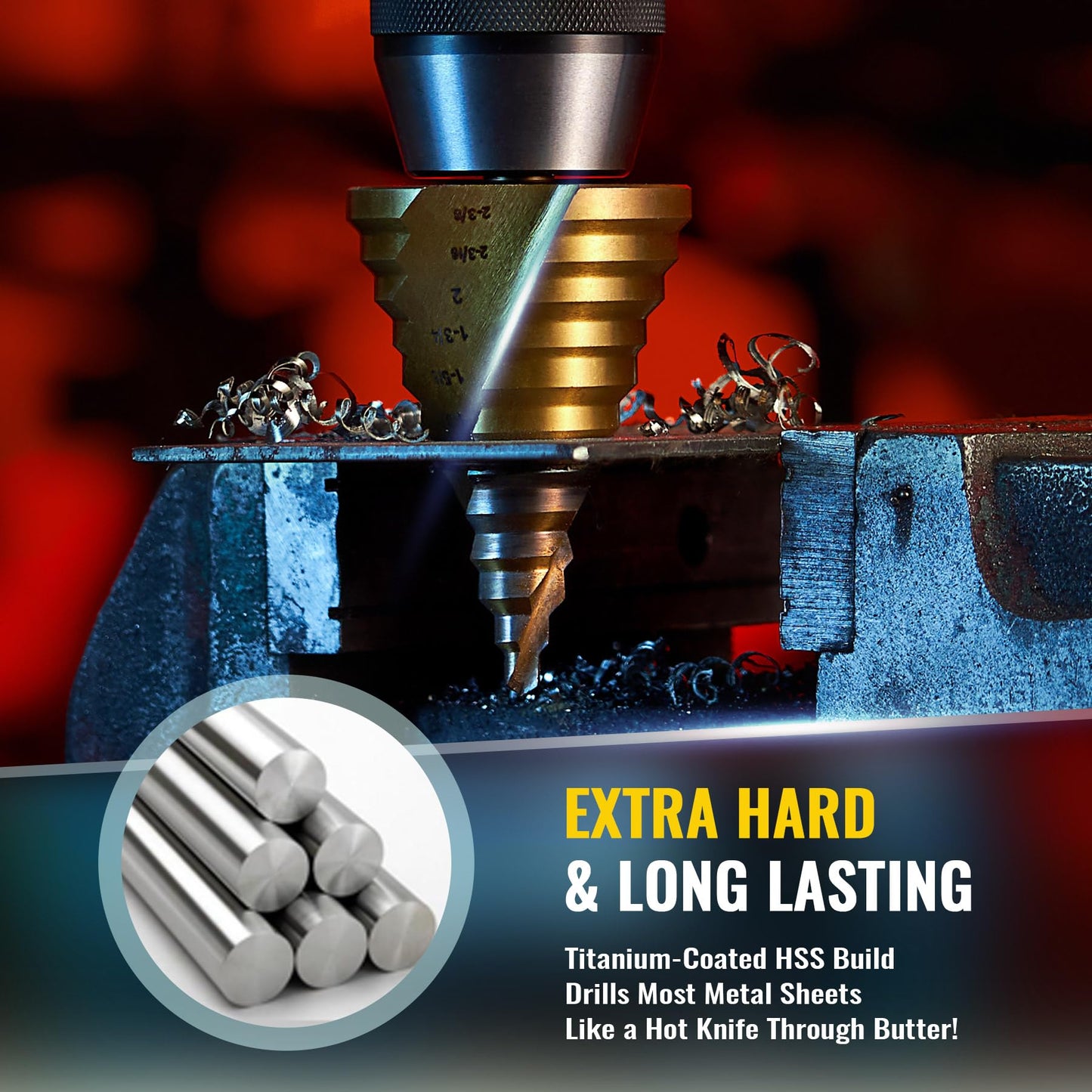 ZELCAN Large HSS Spiral Groove Step Drill Bit, 12 Sizes Titanium High Speed Steel 1/4" to 2-3/8" Drill Bit for Sheet Aluminium Metal Wood Hole Drilling, Big Multiple Hole Stepped Up Bit for DIY Lovers
