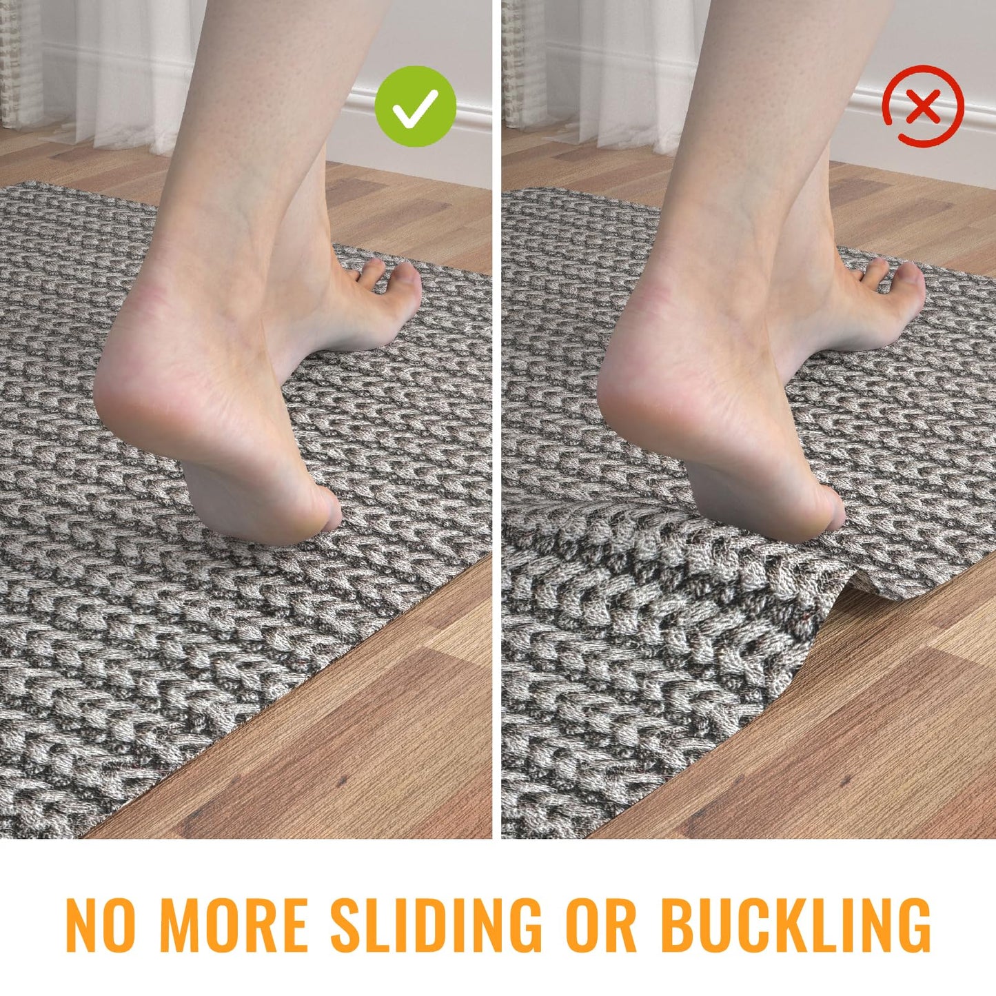 Silicone Non Slip Rug Pad, Anti Skid Thin Rug Gripper, Carpet underpad for Hardwood Surface Floors, Keep Area Rugs in Place - 6x9 Ft