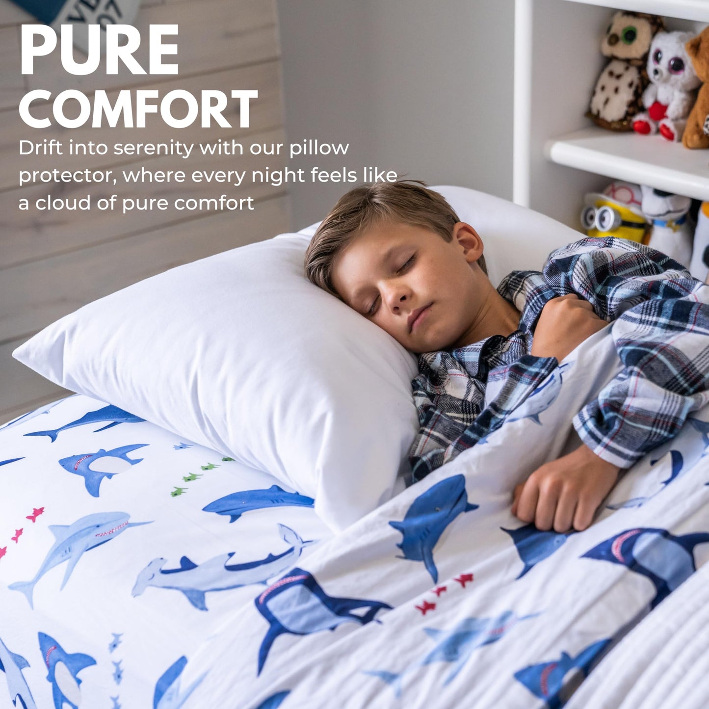 Queen Size 21" x 31” Set of 2 Premium Bamboo Waterproof Zippered Pillow Protector 100% Viscose from Bamboo, Hypoallergenic, Invisible Zipper, Soft & Breathable Pillow Case Cover - Rest Line