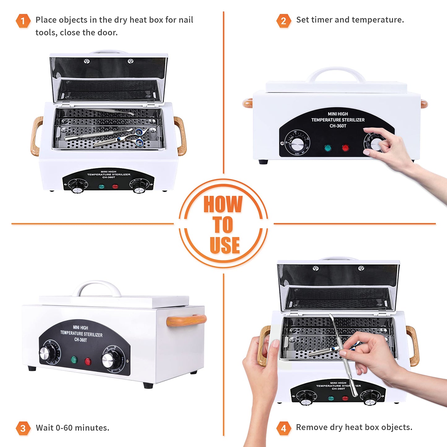 SULLMAR High Temperature Metal Tool Cleaning Box Timer dry Heat Nail Tool Dry Heat for Manicure Salon Hairdressing Tool Equipment Tweezers Earrings Other Metal Equipment