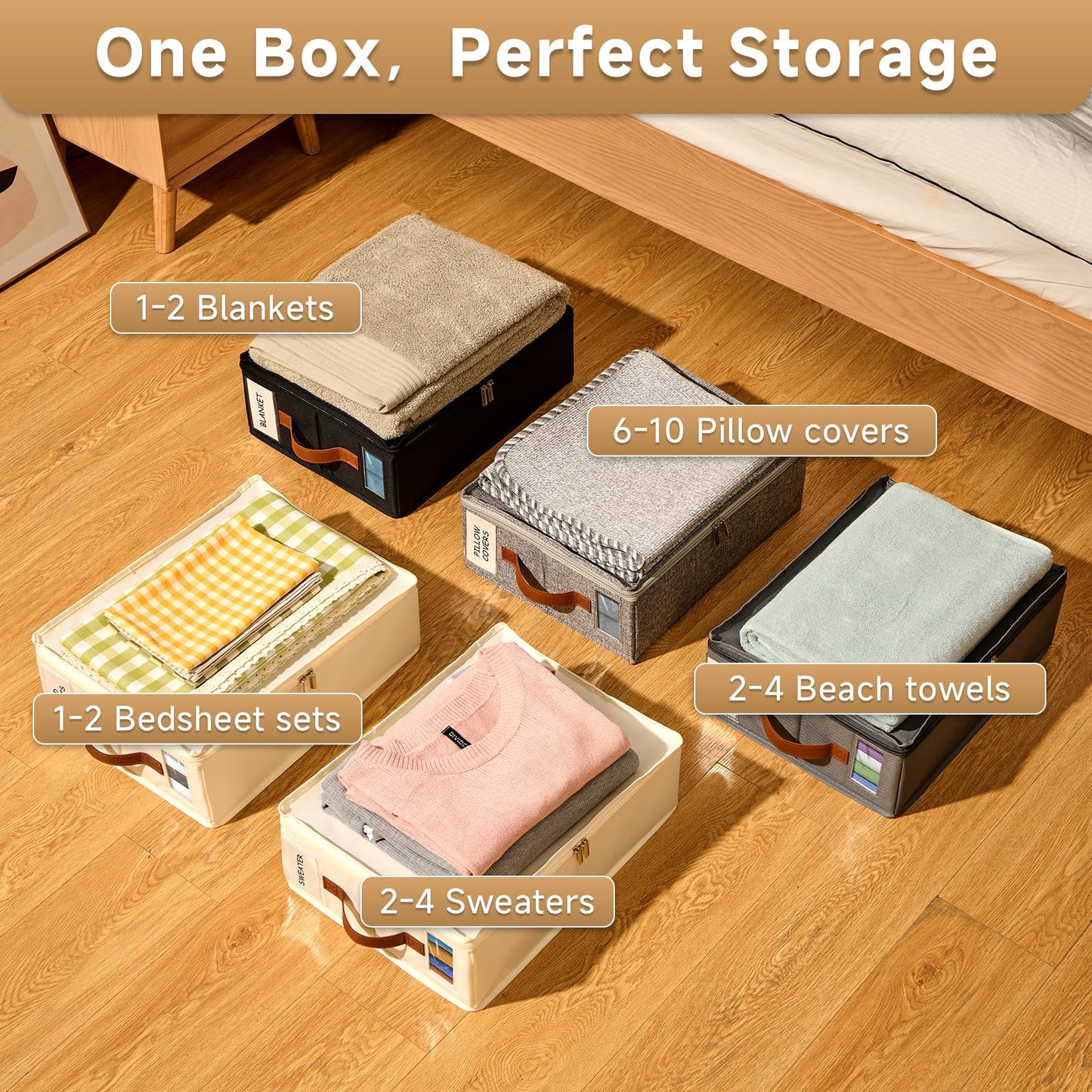 KitHero 8pack Bed Sheet Organizer, Foldable Linen Closet Organizers and Storage with Sealed Design, Queen & King Size Sheet Storage with Window, Closet Organizer for Bedsheets/Blankets/Clothes, Linen