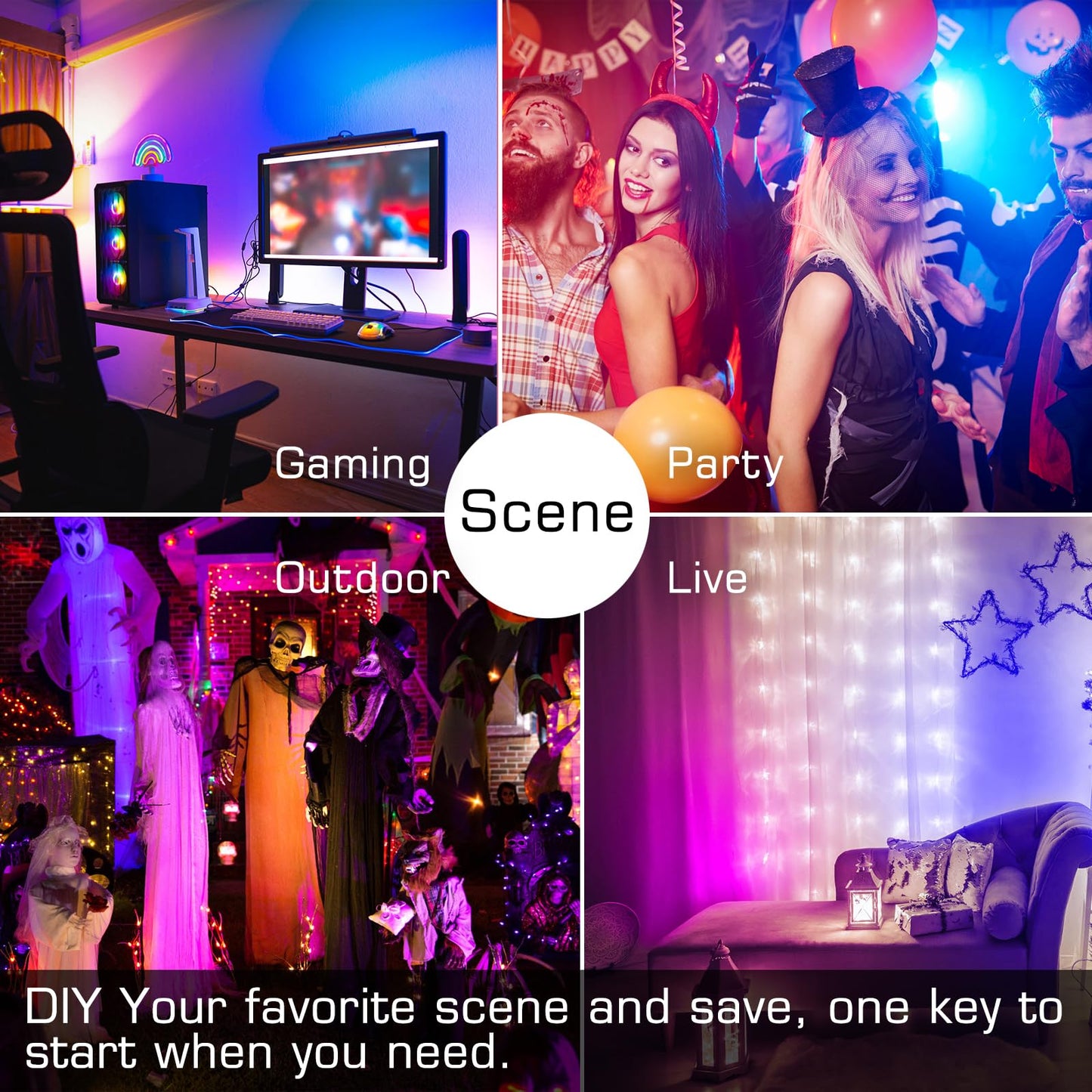 LED Flood Light Outdoor 500W Equivalent 5000 LM,Smart RGB Color Changing Floodlight with APP Control, Warm White 2700K&16 Million Colors, DIY Scene,Timing,Music Sync, IP66 Waterproof,US Plug（2 Pack）