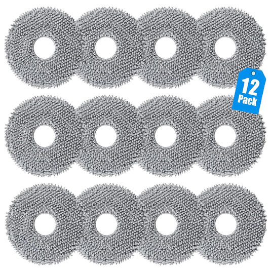MIXEAL 12 Pack Mop Pads Accessories Compatible with Roborock Q Revo,Qrevo S/Plus/Pro/MaxV, Qrevo Master/Curv/Edge,QV 35A/ QV 35S/ S5V/ Saros 10R/ Qrevo Slim Vacuum Cleaner