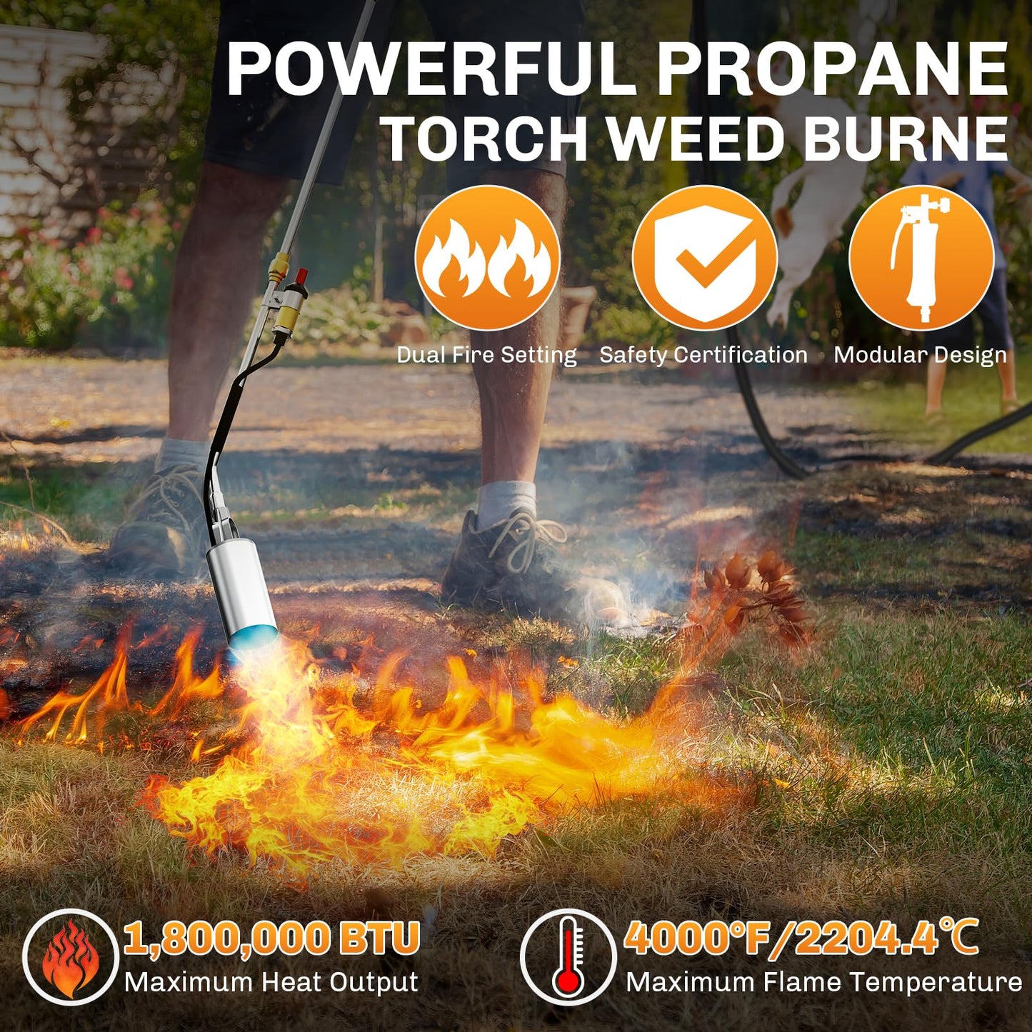 WELLUCK Torch Weed Burner, Weed Torch Weeder with 11.5FT Hose for Weeding, Barbecue, Asphalt, Snow Melting