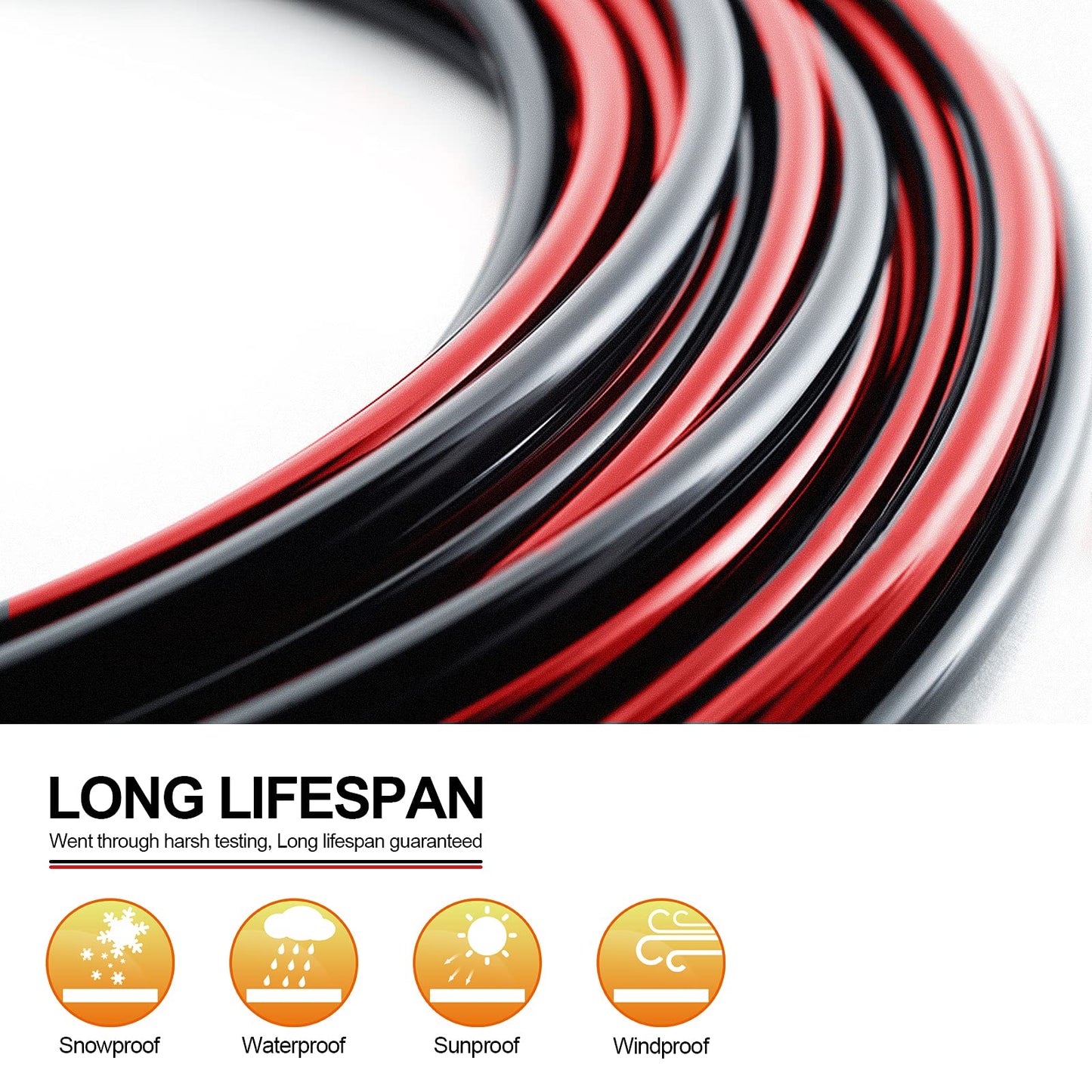 iGreely Solar Panel Wire - 30Ft Black & 30Ft Red 10AWG(6mm²) Tinned Copper PV Wire UV Resistant Cable for Solar Panel MPPT Controller Boat Marine Automotive RV Outdoor