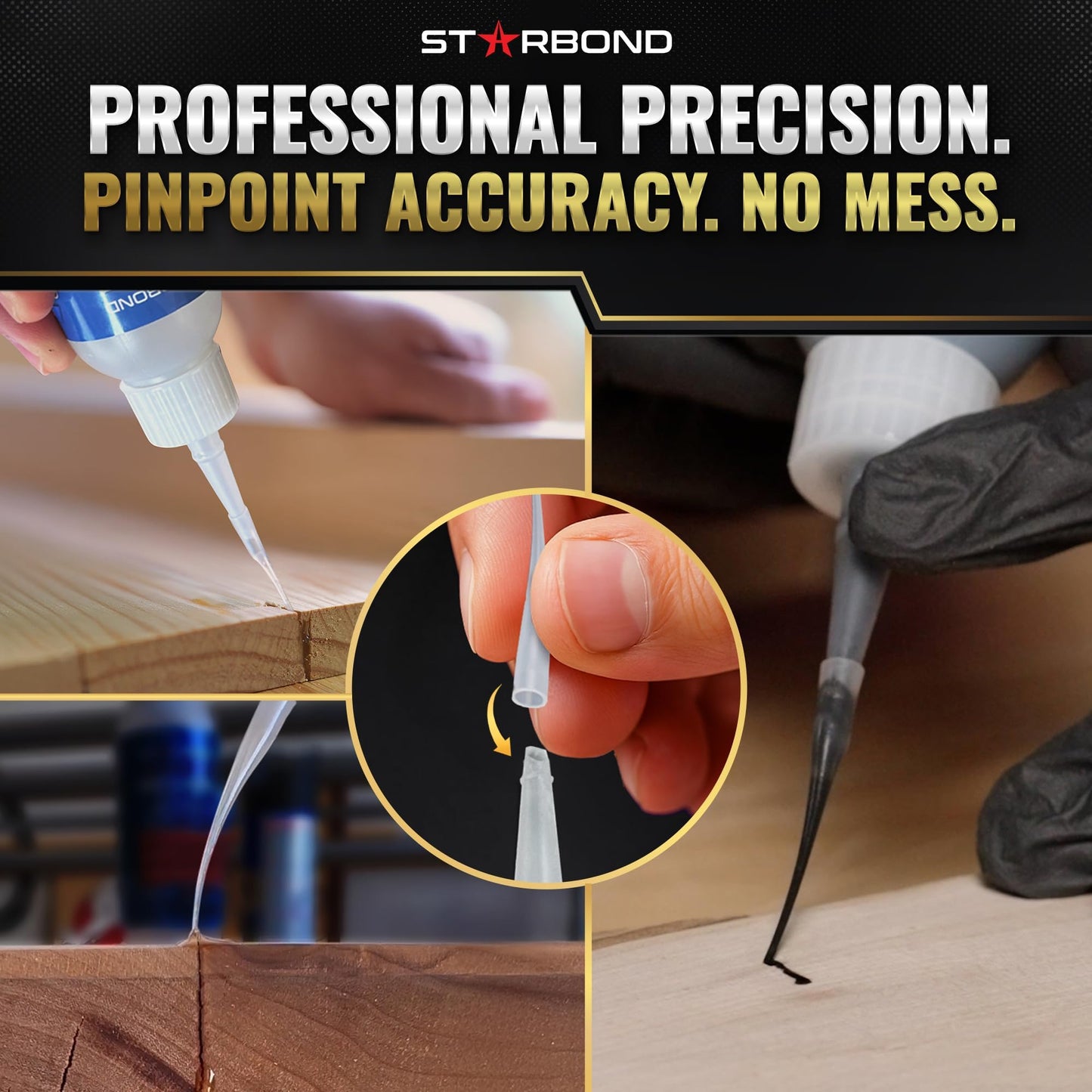 Starbond Super Fast Thin CA Glue – Super Glue Pro Kit with Precision Microtips Anti-Clog Cap & Extra Nozzles – Premium Cyanoacrylate Adhesive for Cracks, Joints, Woodturning, Hobby & Repairs, 2 oz