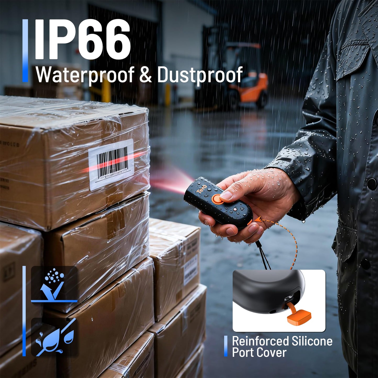 Tera Barcode Scanner Portable 1D 2D QR Wireless: Works with Bluetooth 2.4G Wireless USB Wired Waterproof Shockproof Pocket Mini Bar Code Reader for Warehouse Management Retail Model 1200