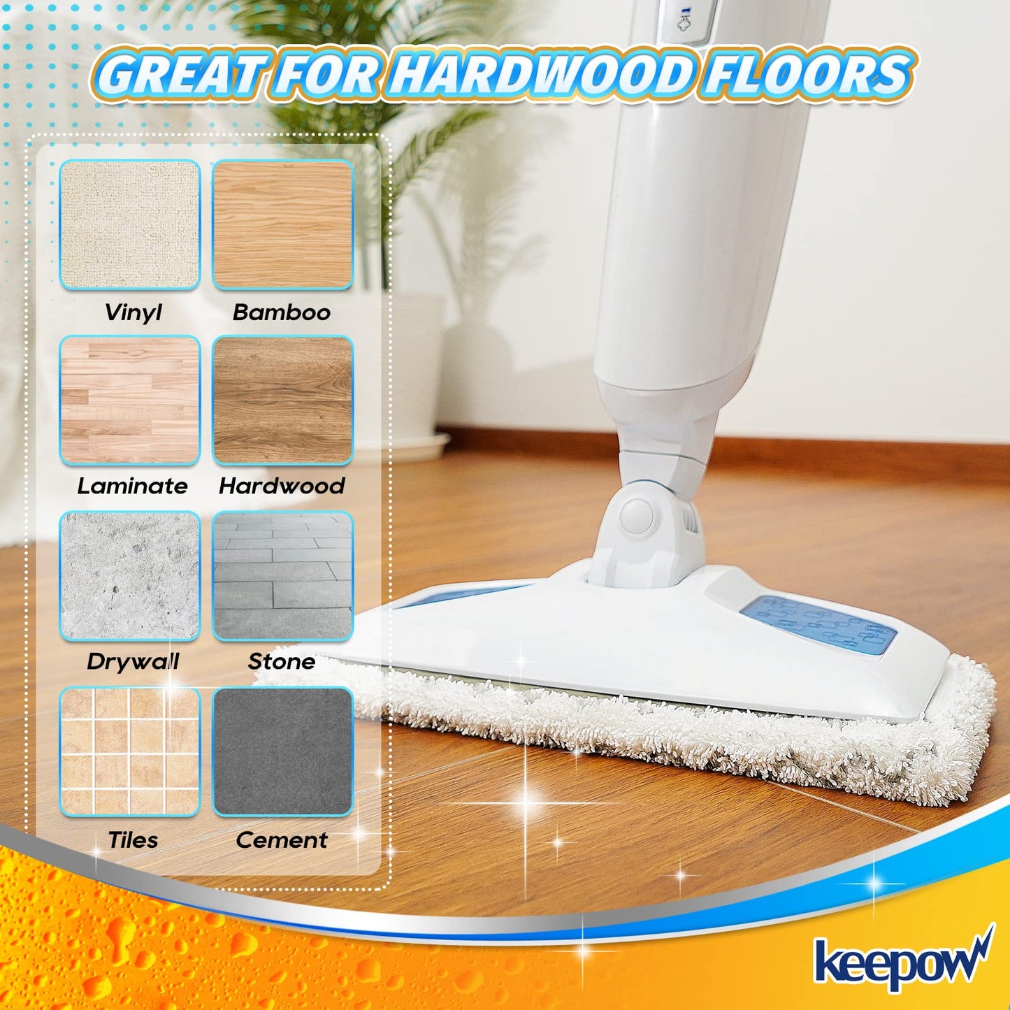 KEEPOW Steam Mop Replacement Pads Compatible with Bissell Powerfresh Steam Mop 1940 1544 1440 Series, 19401, 1544A, 1440, 1940W, 19404, 1806, 1940A, 5938, 19408, 1940Q (5+5 Pack)