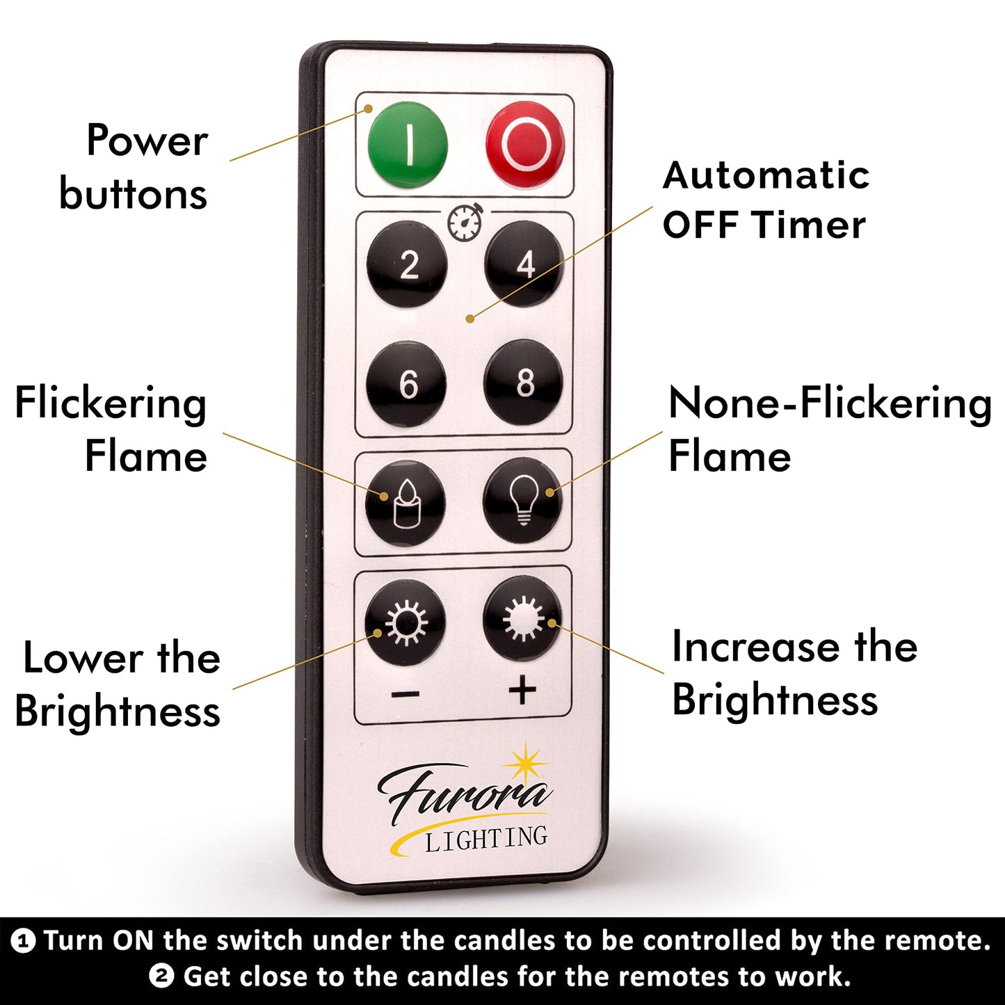 FURORA LIGHTING White Glitter Real Wax Flameless LED Candles with Remote & Timer (2/4/6/8 H), Battery Operated for Safety and Elegance, Pack of 8