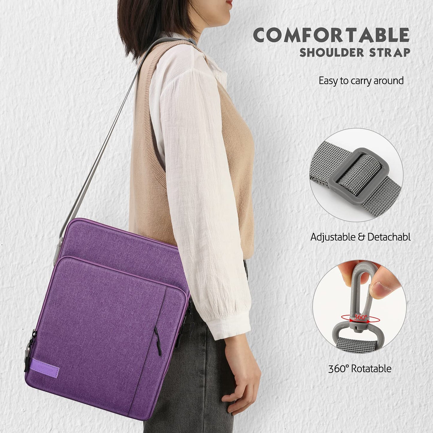 MoKo Laptop Sleeve Bag for 13.3-14 Inch, Notebook Carrying Case with Pocket Fits MacBook Pro M2 14" /13" M2/M1 Pro/M1 Max 14.2 2023-2021/Air 13.6" M3/M2 2024/2022, Surface Pro 9/8 13", Purple