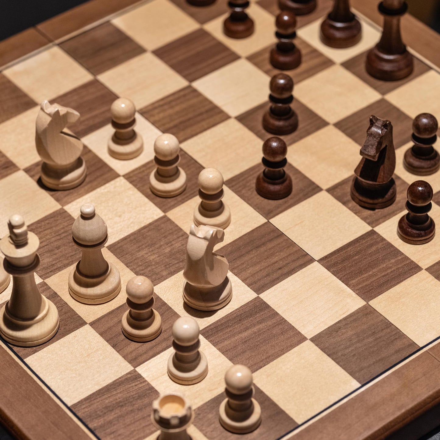 A&A 15" Magnetic Wooden Chess Set, Handmade 3" King Height German Knight Staunton Chess Pieces with 2 Extra Queen, Portable Travel Chess Set, Chess Game Sets