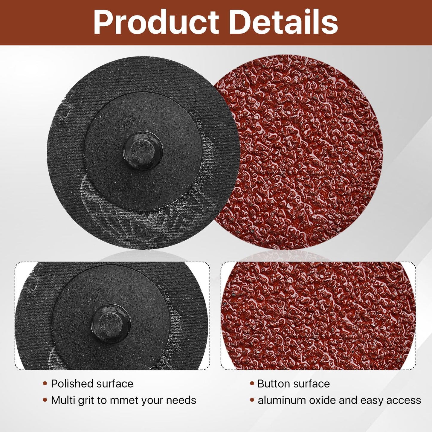 Akamino 200 Pcs 2 Inch Sanding Discs,36/40/60/100 Grit Mix Roll Lock Discs Set,Aluminum Oxide Coated Die Grinder Surface Conditioning Discs for Surface Prep Polish Burr Rust Paint Remova