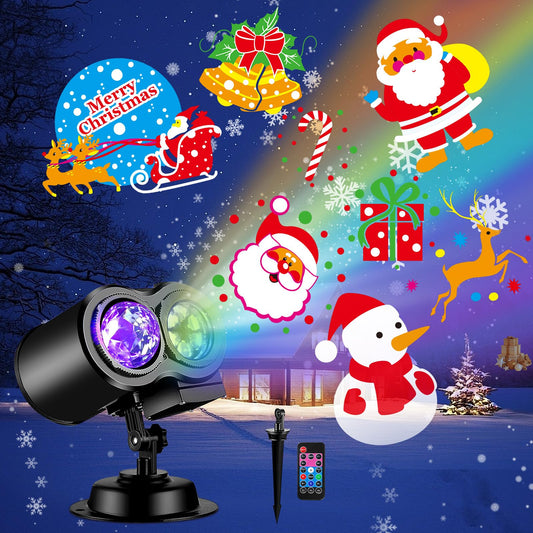 2025 Upgraded Brighter Christmas Decorations Projector Lights Outdoor,FLITI 19 HD Slides & 11 Theme Holiday Projector,Ocean Wave & Patterns, Halloween Projector with Remote for House/Garden Decor
