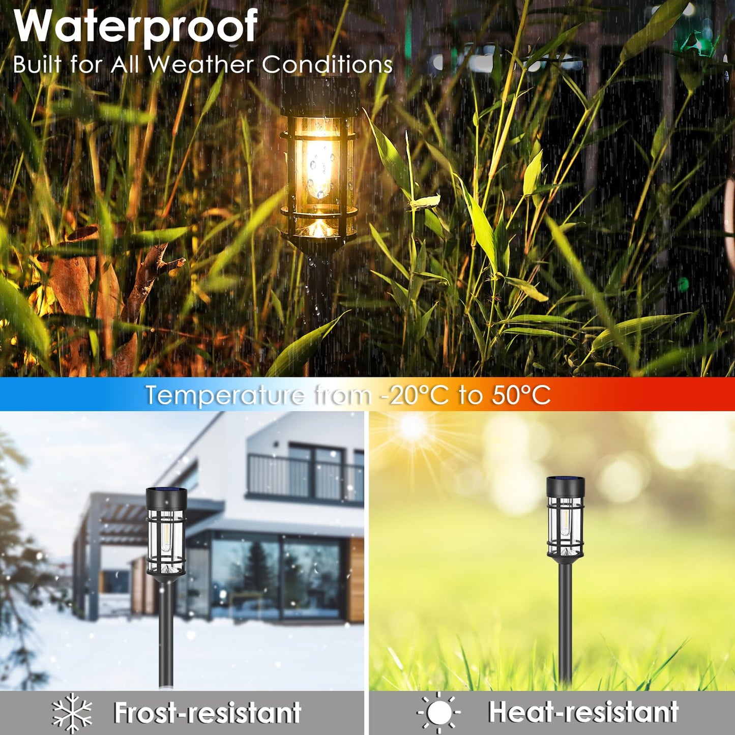 8 Pack Solar Lights Outdoor Waterproof, LED Solar Pathway Lights Decorative Solar Garden Lights Landscape Lighting for Yard, Walkway, Driveway, 3000K