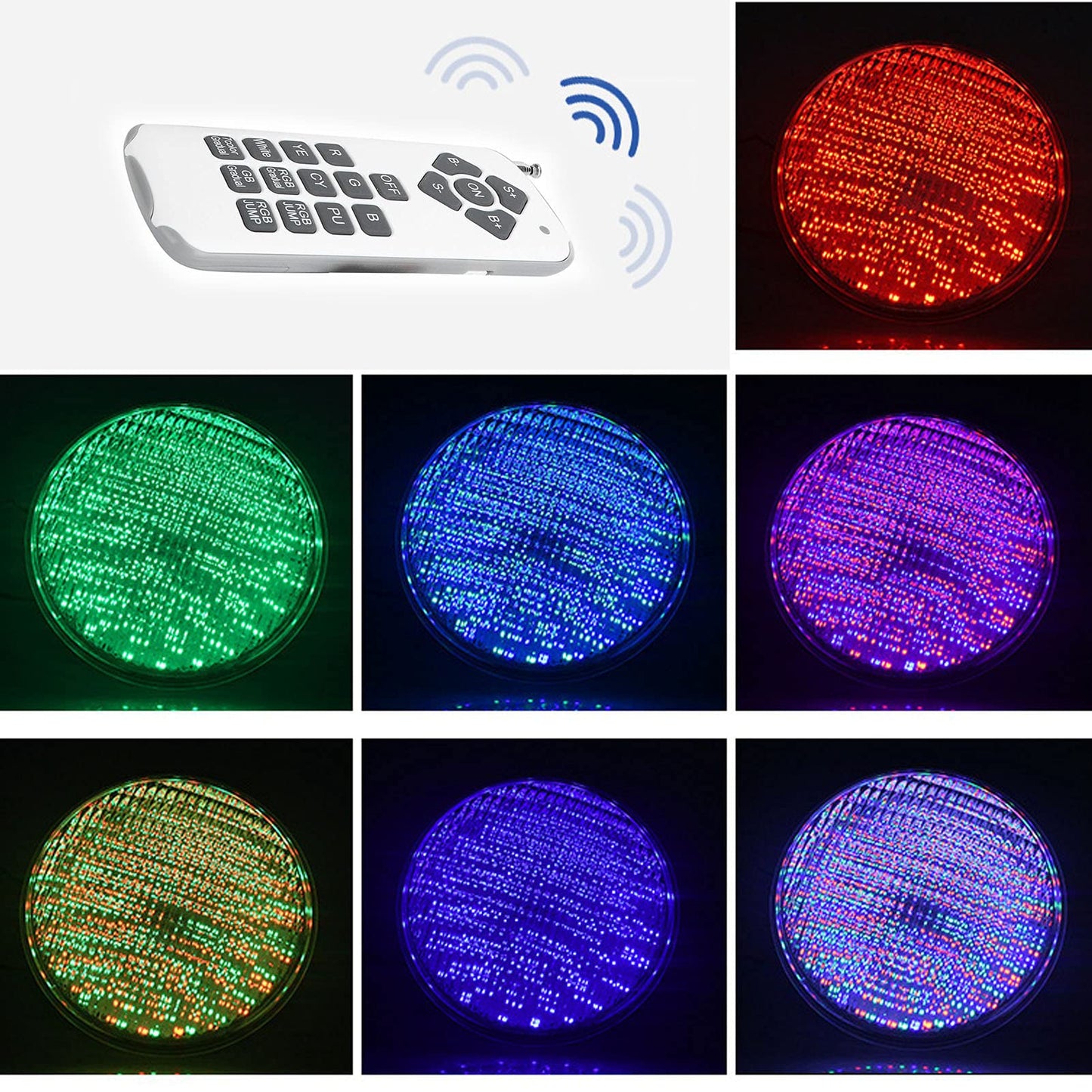 Swimming Pool Light Led Underwater Light Glass Embedded Colorful Lamp Par56 Light Source Diving Light Lighting for Pool Lighting Pool Light Replacement Lighting Products (18W)