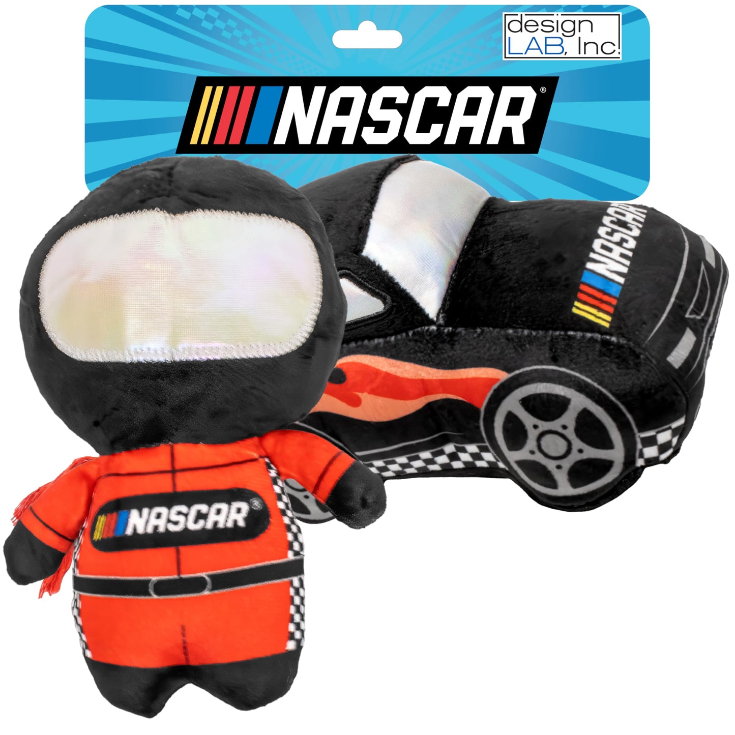 design LAB, Inc. NASCAR Official Merchandise | Plush 'Driver Essentials' Chew Toys for Dogs | Plush Racecar Driver & Car with Tug Rope for Fun Interactive Play