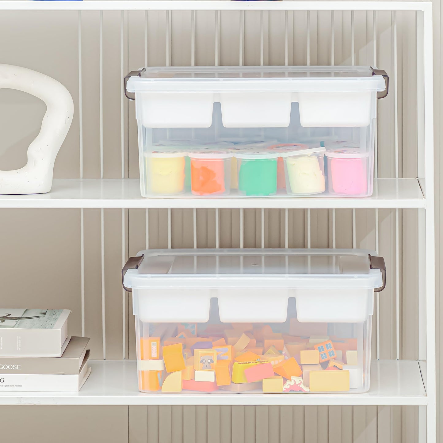 Citylife 17QT Plastic Storage Box with Removable Tray Craft Organizers and Storage Clear Storage Container for Organizing Bead, Tool, Sewing 2 Packs