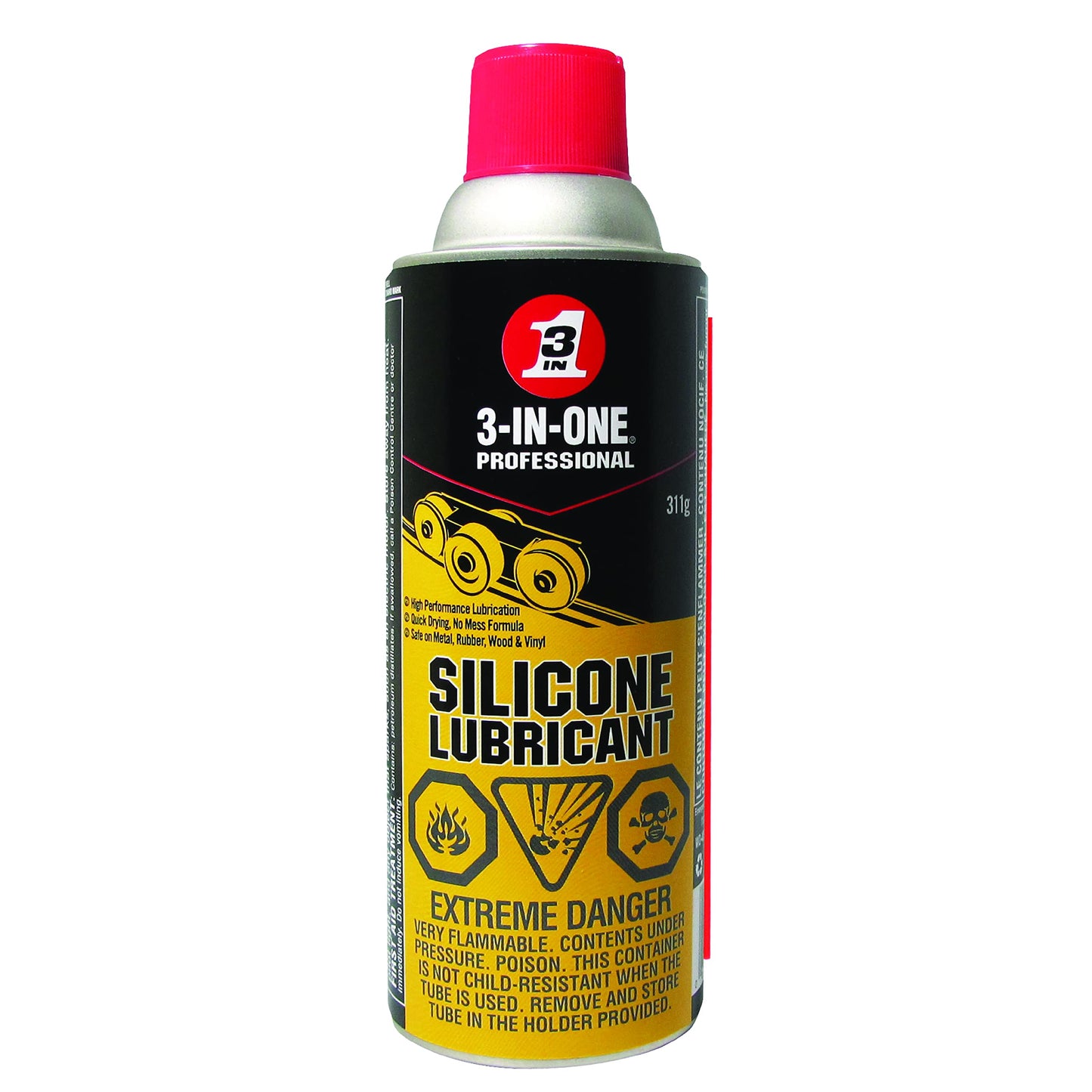 3-IN-ONE Professional Silicone 311g, Safe to use on Metal, Rubber, Wood and Vinyl, 1141, Case of 12