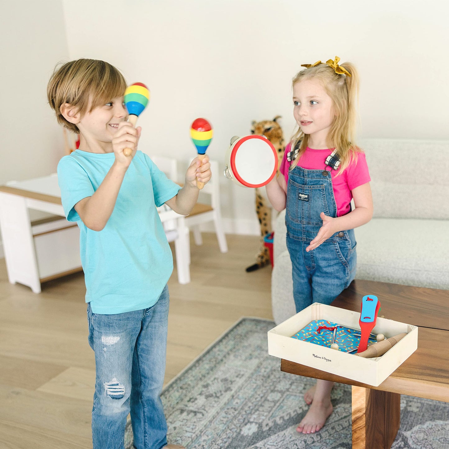 Melissa & Doug Band-in-a-Box Clap! Clang! Tap! Wooden and Metal Musical Instrument Play Set for Kids