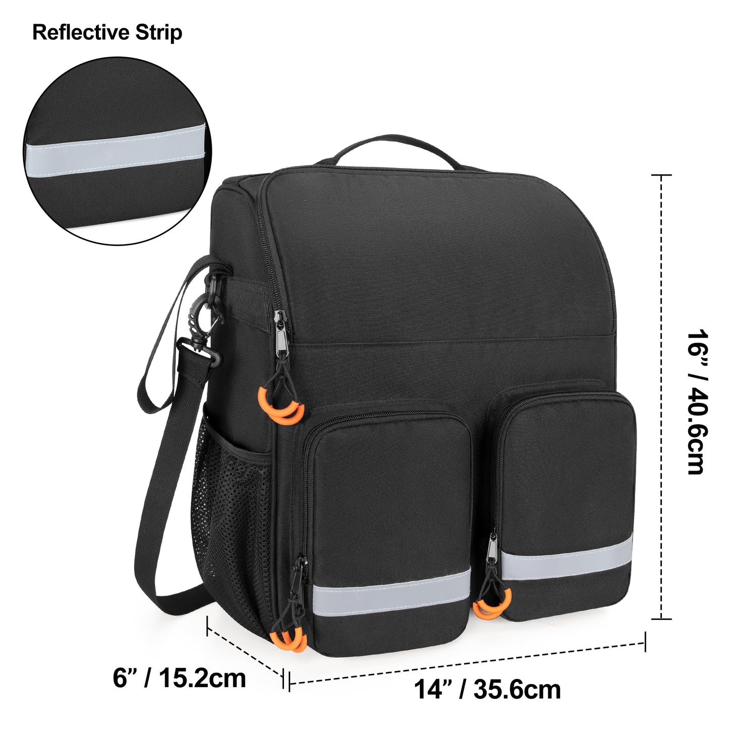SAMDEW Large Wheelchair Bag to Hang on Back, Wheelchair Accessories Bag for Adult & Senior, Power & Manual Wheelchair Backpack Pouch with Medicine Storage Insulation Pocket & Shoulder Strap, Bag Only