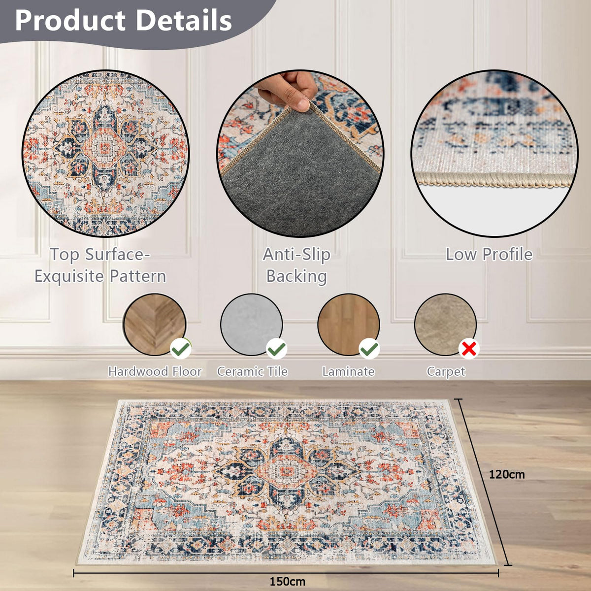 Homcomoda Office Chair Mat for Hardwood Floor 47"x59" Desk Chair Mat for Hardwood Floor Non Slip Desk Rug for Rolling Chair Computer Chair Mat for Carpet Office Home