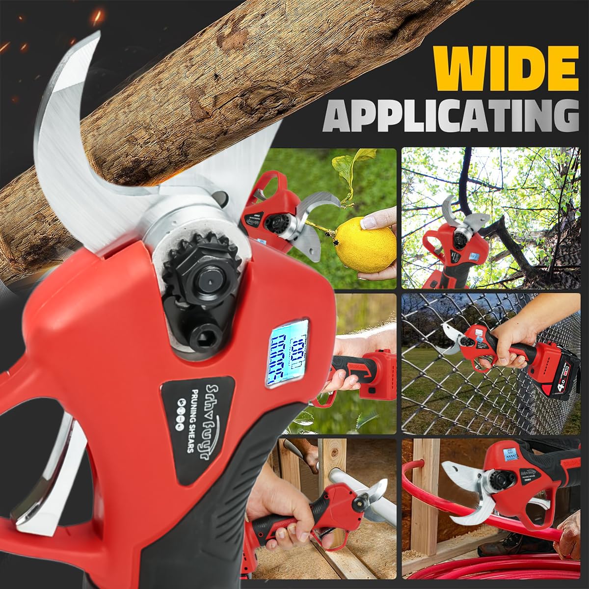 Cordless Pruning Shears for Milwaukee 18V Battery, Brushless Portable Cordless Pruning Shears with 1.2'' Cutting Diameter Cordless Garden Pruner for Tree Branch, Replacement Blade Set (Tool Only)