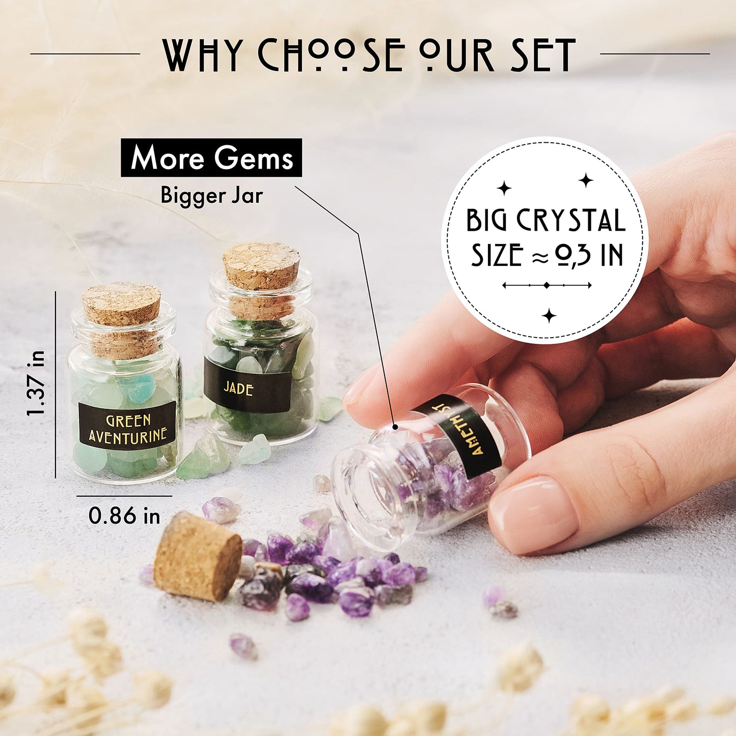 Bulk Crystals and Healing Stones 50 PCS - Real Mini Crystals for Spell Jars - Crystals for Witchcraft - Real Crystal Witch Healing Crystals for Beginners Set - Gemstone Kit