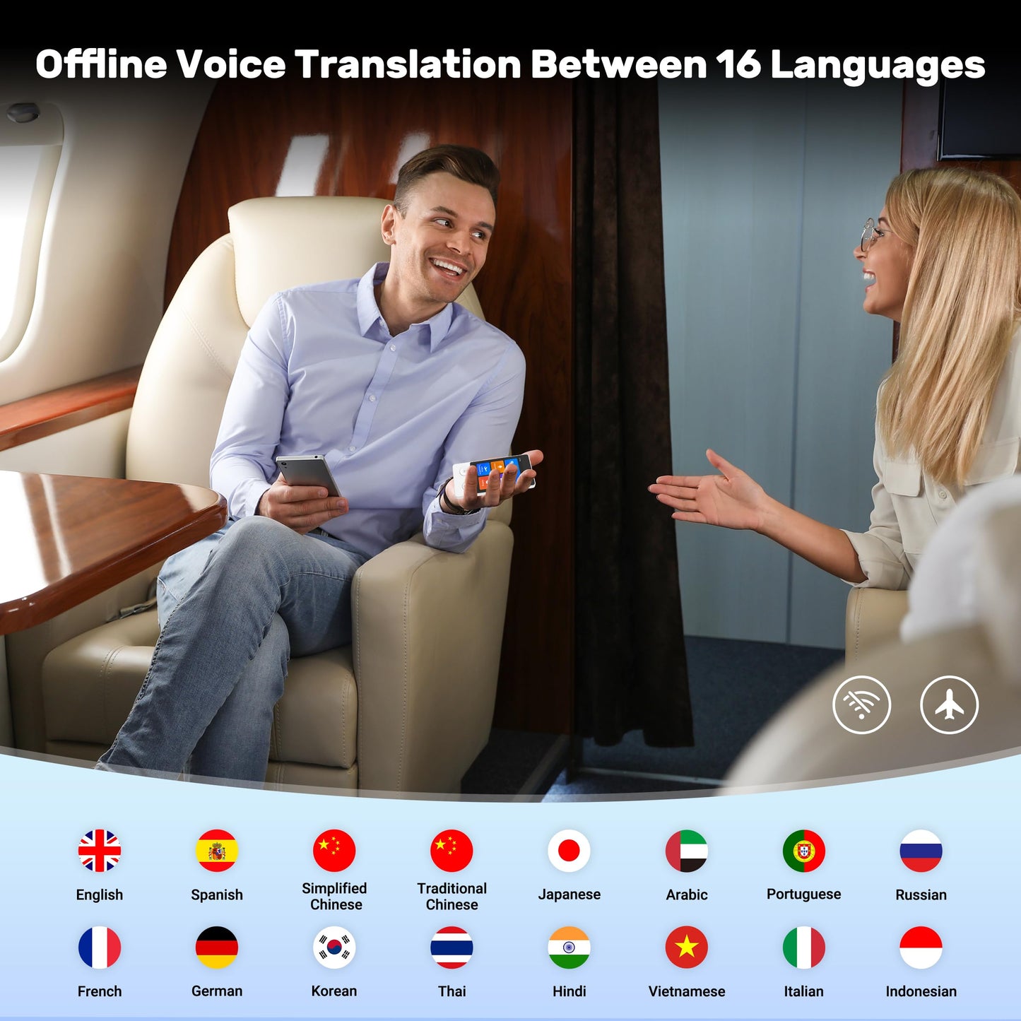 ANFIER AI Language Translator Device2025 Instant Translation in Real Time in 144 Languages Online| Offline| AI| Voice| Photo Translation for Business,Travel & Language Learning W12W