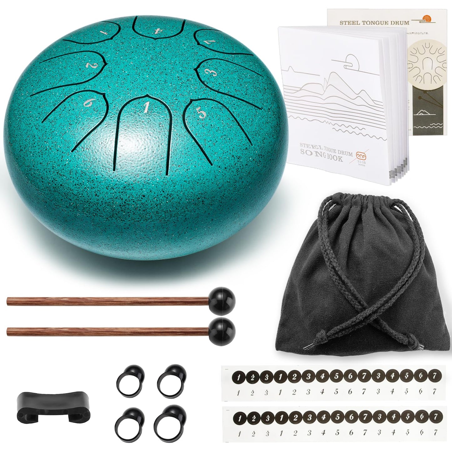 Lronbird Steel Tongue Drum Percussion, 6 Inch 8 Notes Musical Instruments, Music Gifts for Family Friends (Malachite)