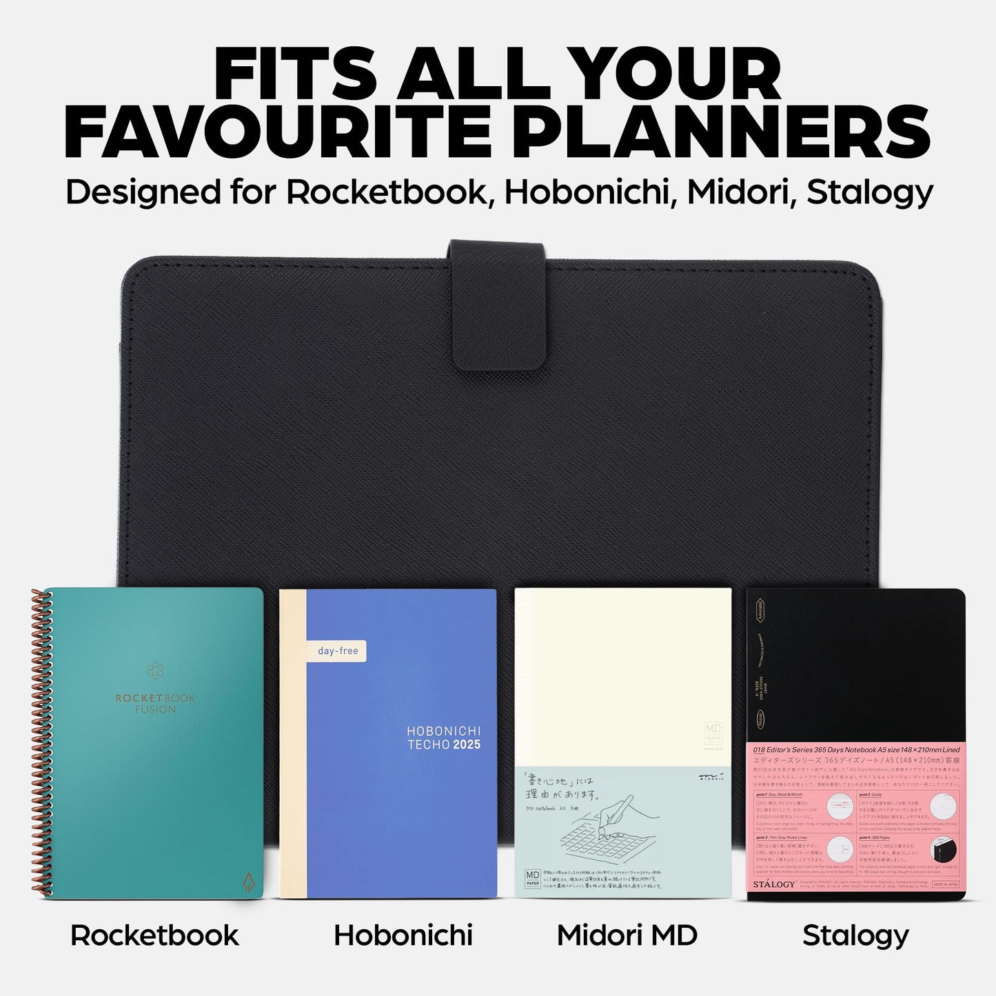 Luxury Folio Cover Compatible with Rocketbook Pro 2.0, Everlast, Wave, Fusion, Panda, Smart Reusable Notebook - Letter Size A4 Portfolio Organizer Multiple Pockets & Sections - Smart Notebook 8.5x11