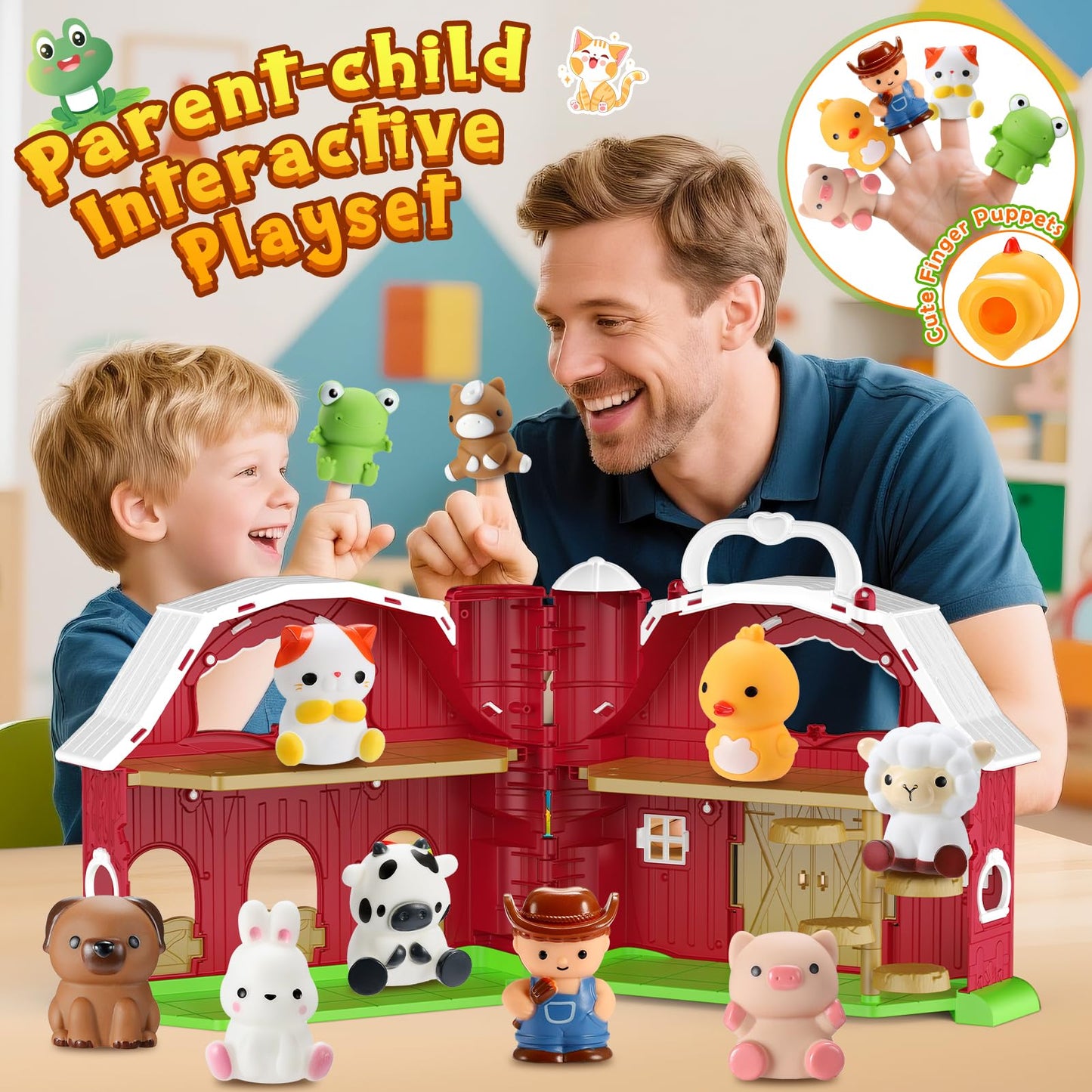 Toddler Toys for 1 2 3 4 Year old Boys, Luckades Farm Animals with Big Barn for Toddlers 1-3 Montessori Learning Farm Toys with Animal Figures for Toddler 1-4 Christmas Birthday Gift for Baby Boy Girl