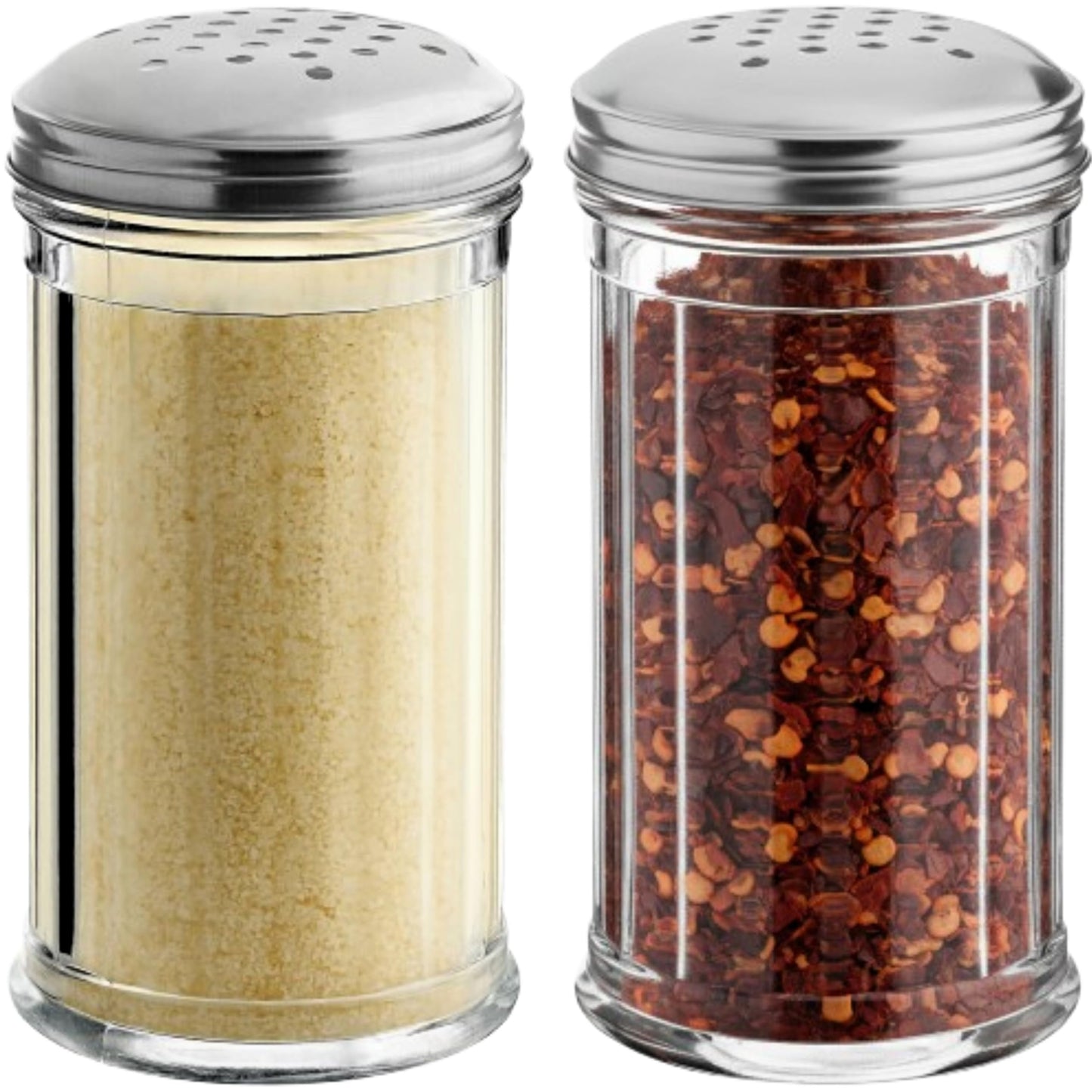 12 Oz Parmesan Cheese Shaker/salt and pepper shakers with Stainless Steel Lid, Clear Plastic seasoning shaker, sugar/spice dispenser, large salt and pepper shakers (360 ml) by GEEX DEPOT (12, 12 Oz)