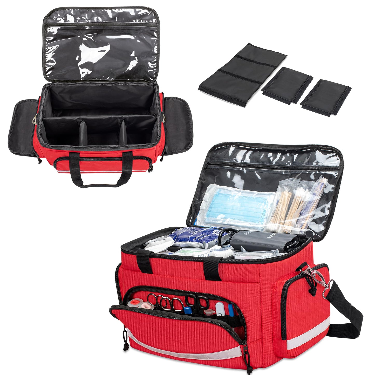 Damero Medical Trauma Bag, First Aid Bags Empty Medical Bag with Detachable Dividers, Ideal for Nurse, Physical Therapists, Doctors, Red