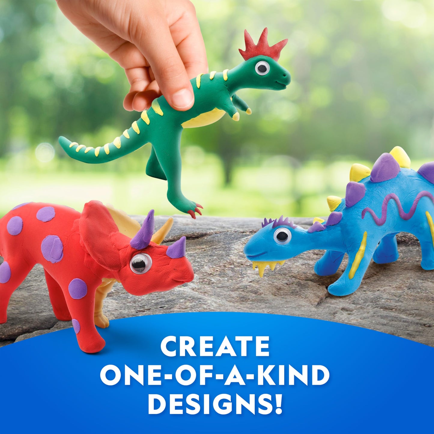 National Geographic Clay Dinosaur Arts & Crafts Kit - Dinosaur Air Dry Clay for Kids Activity Set with 5 Colours, 5 Dinos, Sculpting Tool & More