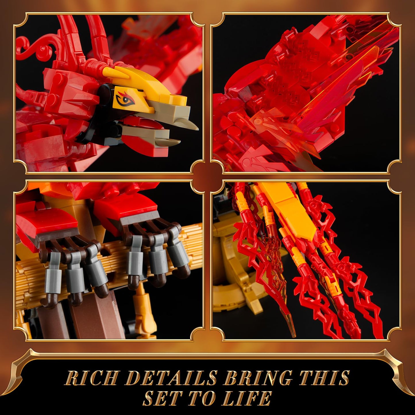 Vziimo Harry Phoenix Building Set, Bird Animals Set Wings Adjustable Building Kit, Collectible Harry Model Toys Gifts for Adults Kids Fans 12+ (938 PCS)