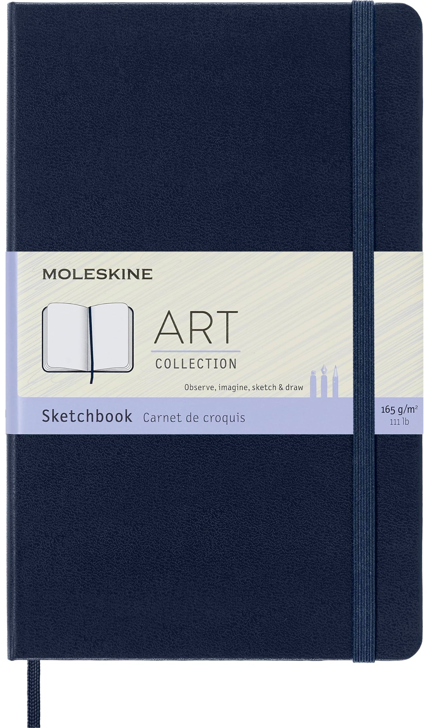 Moleskine Art Collection Sketchbook, Large, Plain, Blue Sapphire, Hard Cover (5 x 8.25)