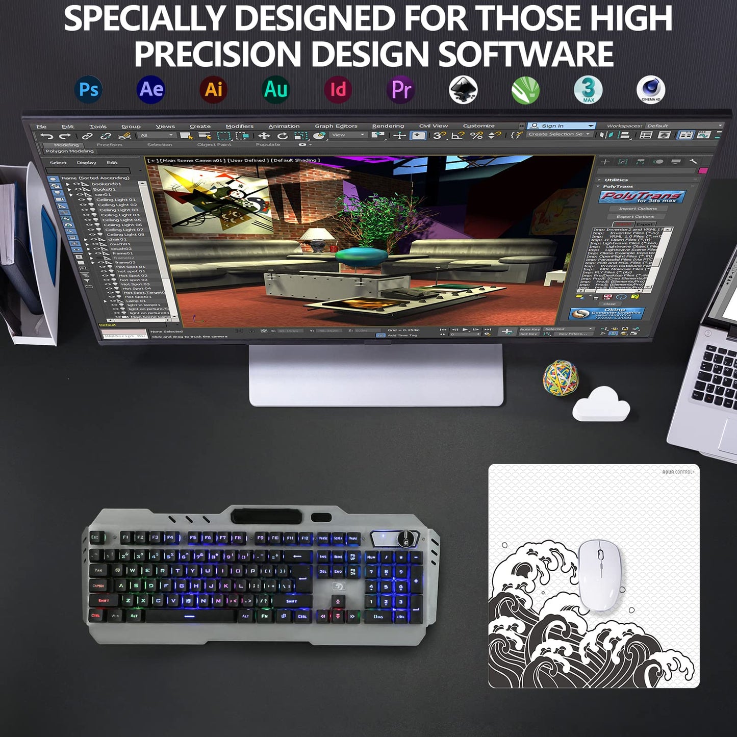 X-Raypad Aqua Control Plus Wave Gaming Mouse Pad, Ultra-High Precision Mouse Pad with Perfect Speed and Control Capability, Consistent X and Y Glide, Designed for Fps Players with Low DPI Requirements